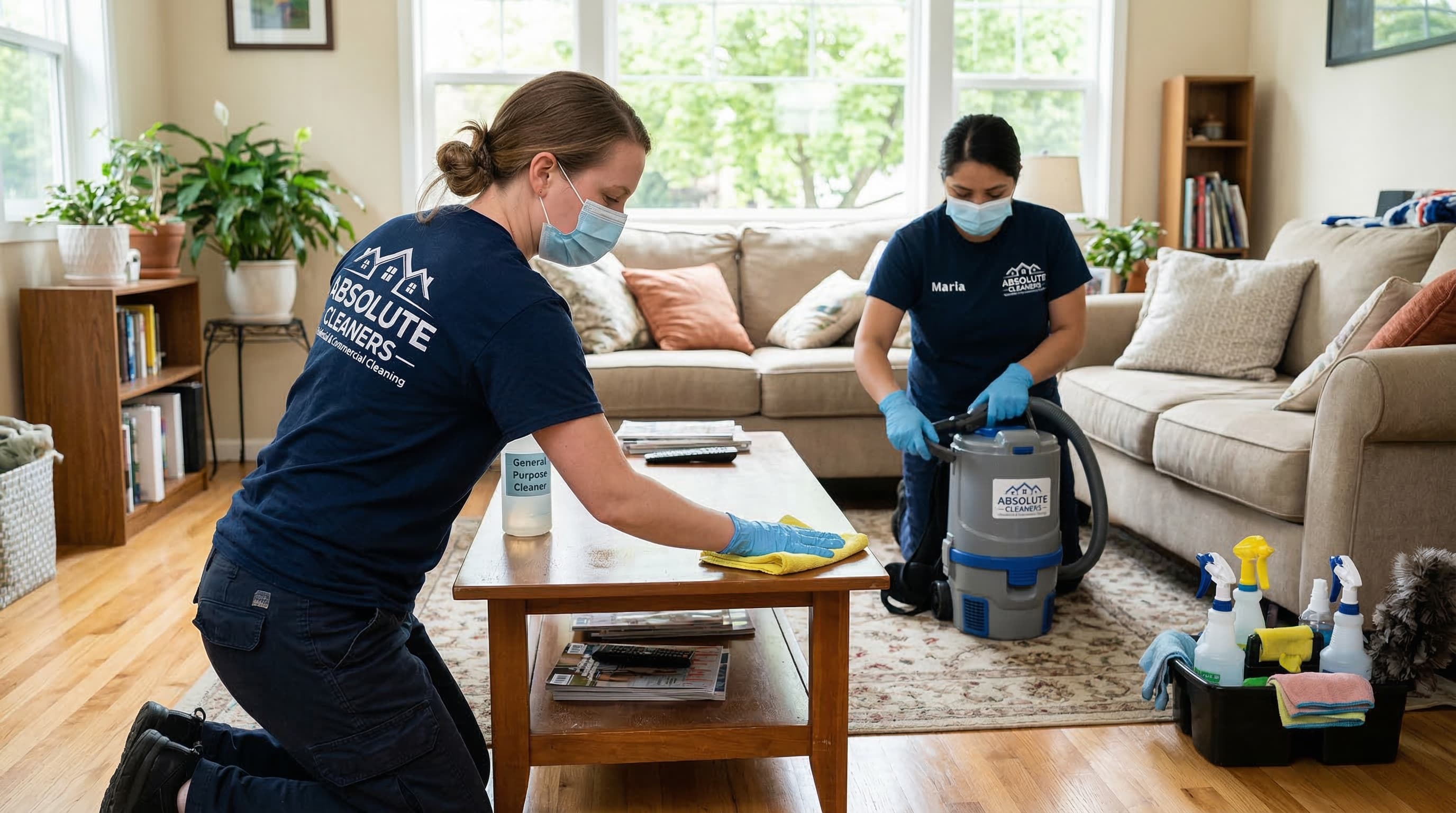 Absolute Cleaners team cleaning a residential home