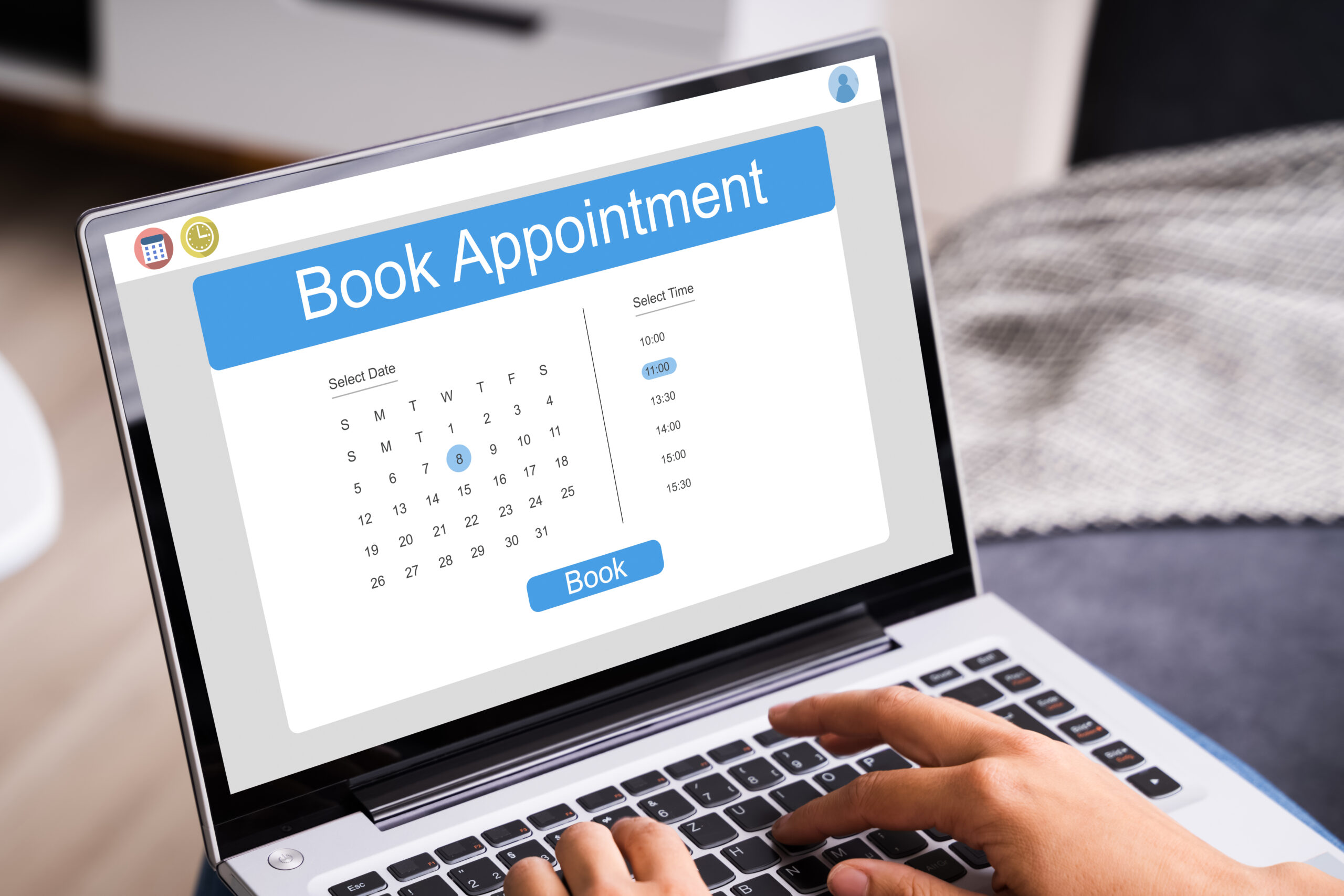 Woman booking an appointment for cleaning service